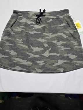 NWT Balance Collection Camouflage Drawstring Mini Skirt - Olive & Gray